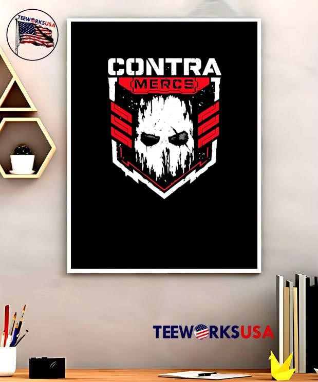Contra Mercs Skull Graphic Red Black T-Shirt