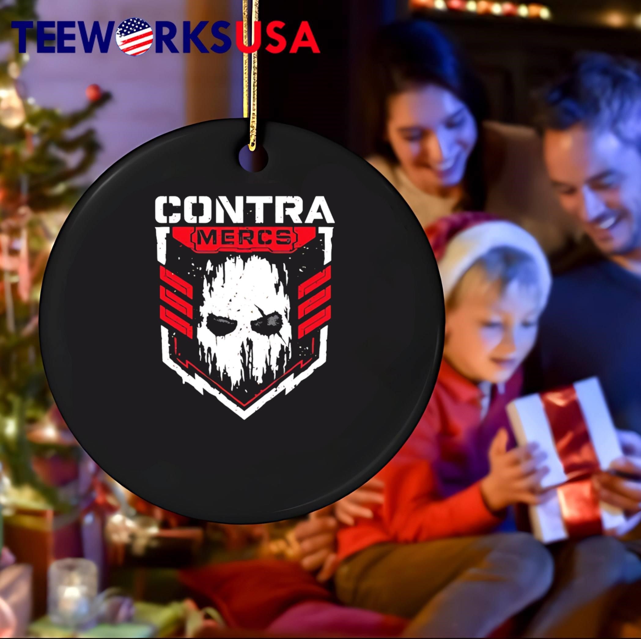 Contra Mercs Skull Graphic Red Black T-Shirt
