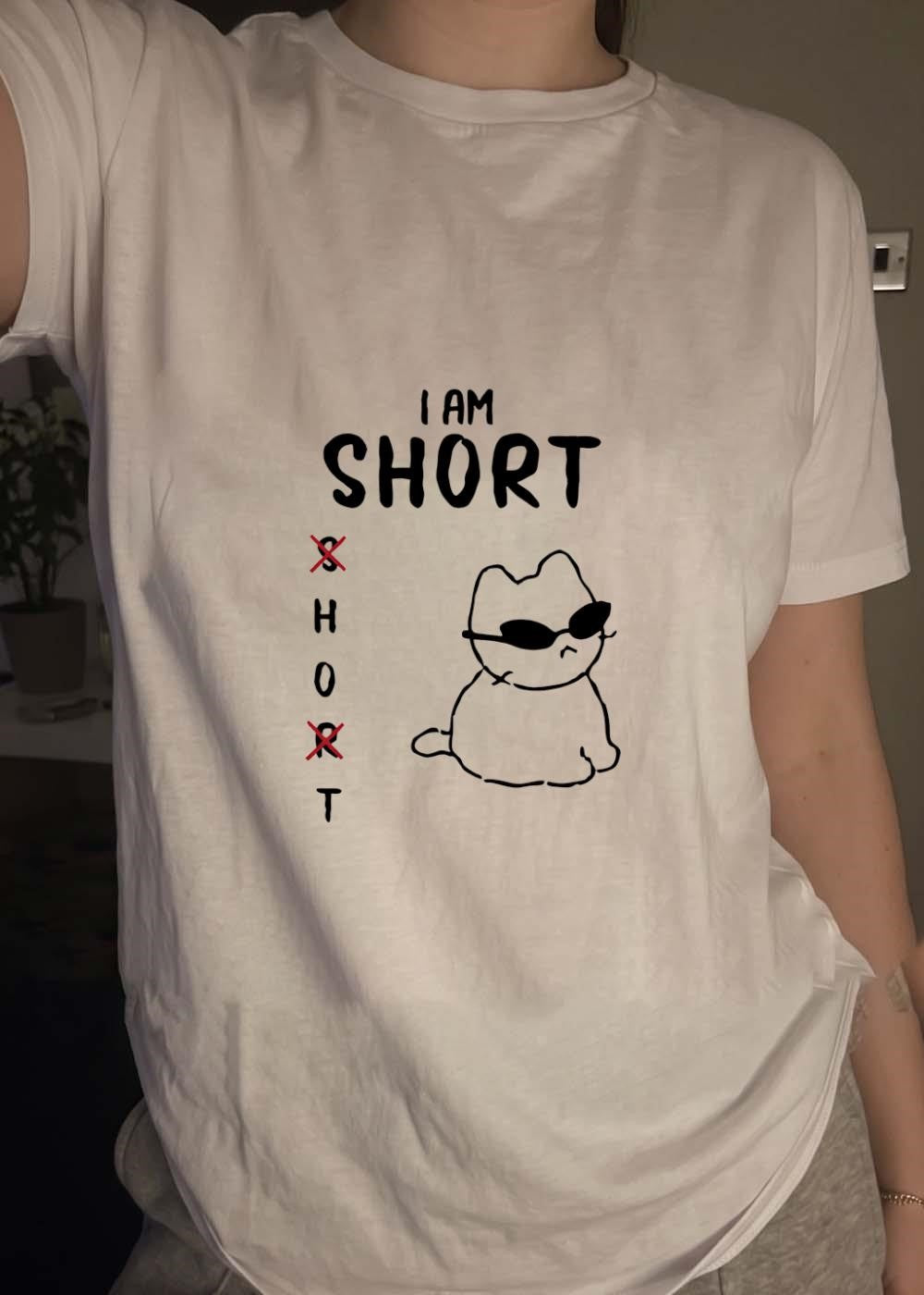 Cool Cat I Am Short Funny Meme T-Shirt