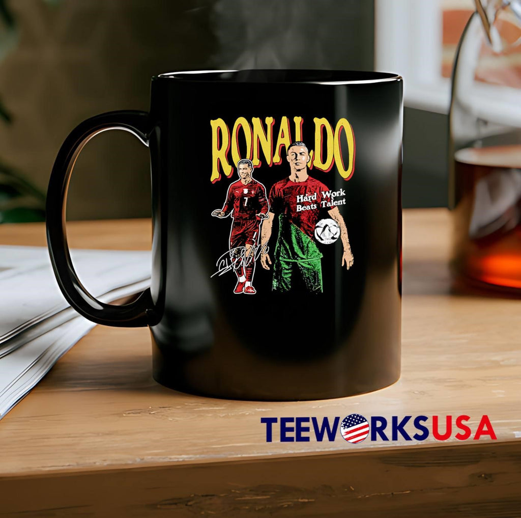 Cristiano Ronaldo Signature Hard Work Beats Talent Portugal T-Shirt