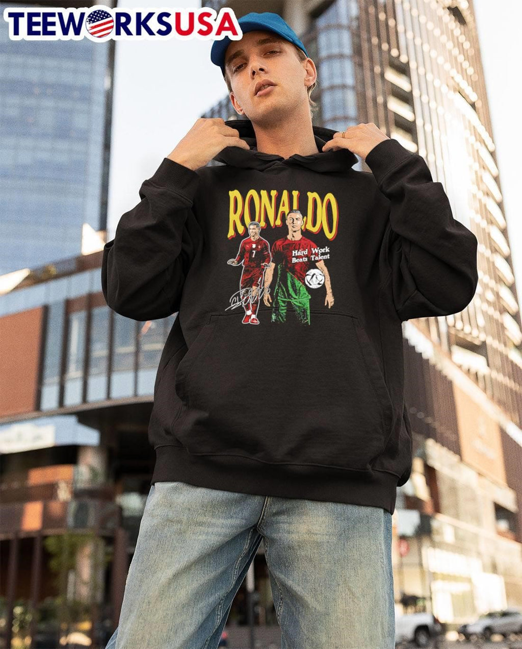 Cristiano Ronaldo Signature Hard Work Beats Talent Portugal T-Shirt
