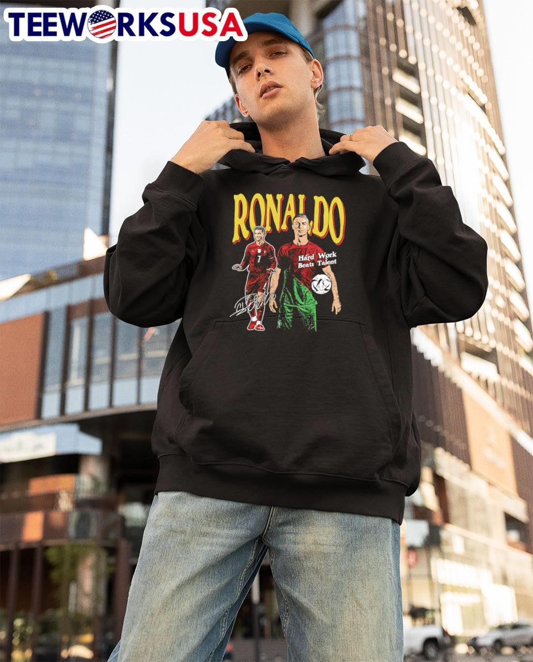 Cristiano Ronaldo Signature Hard Work Beats Talent Portugal T-Shirt