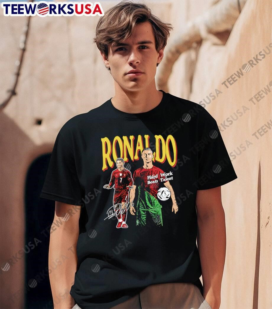 Cristiano Ronaldo Signature Hard Work Beats Talent Portugal T-Shirt