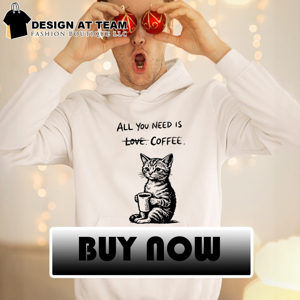 Cute cat coffee daily happy all you need is love coffee shirt