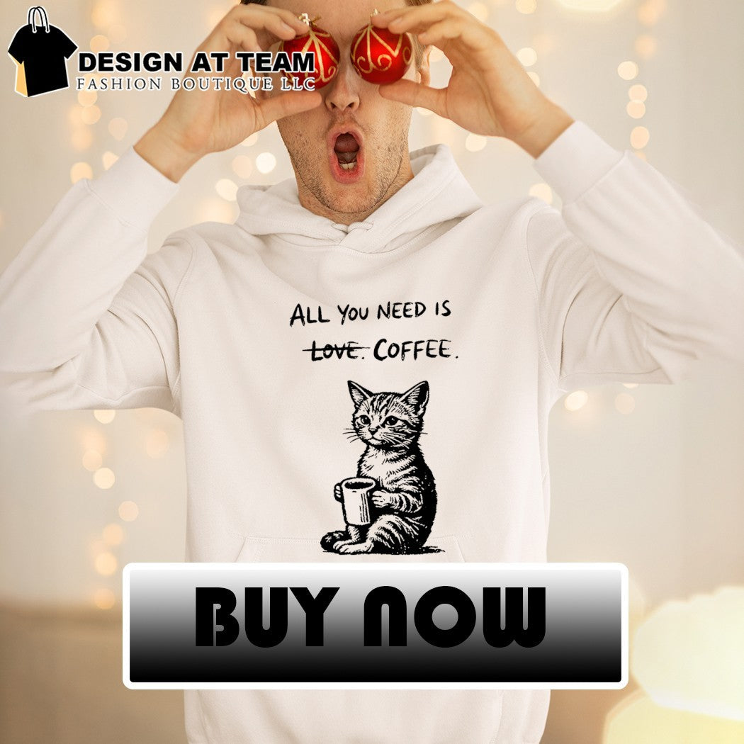 Cute cat coffee daily happy all you need is love coffee shirt