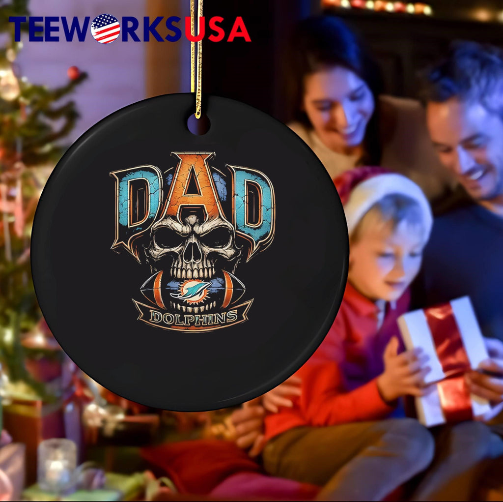 Dad Dolphins Skull Football Fan T-Shirt