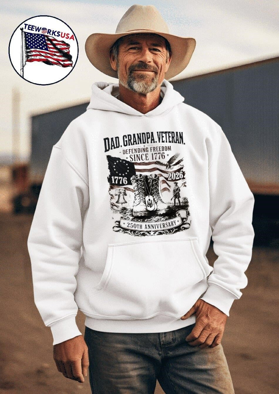 Dad Grandpa Veteran Defending Freedom Since 1776 1776 2026 250Th Anniversary Shirt