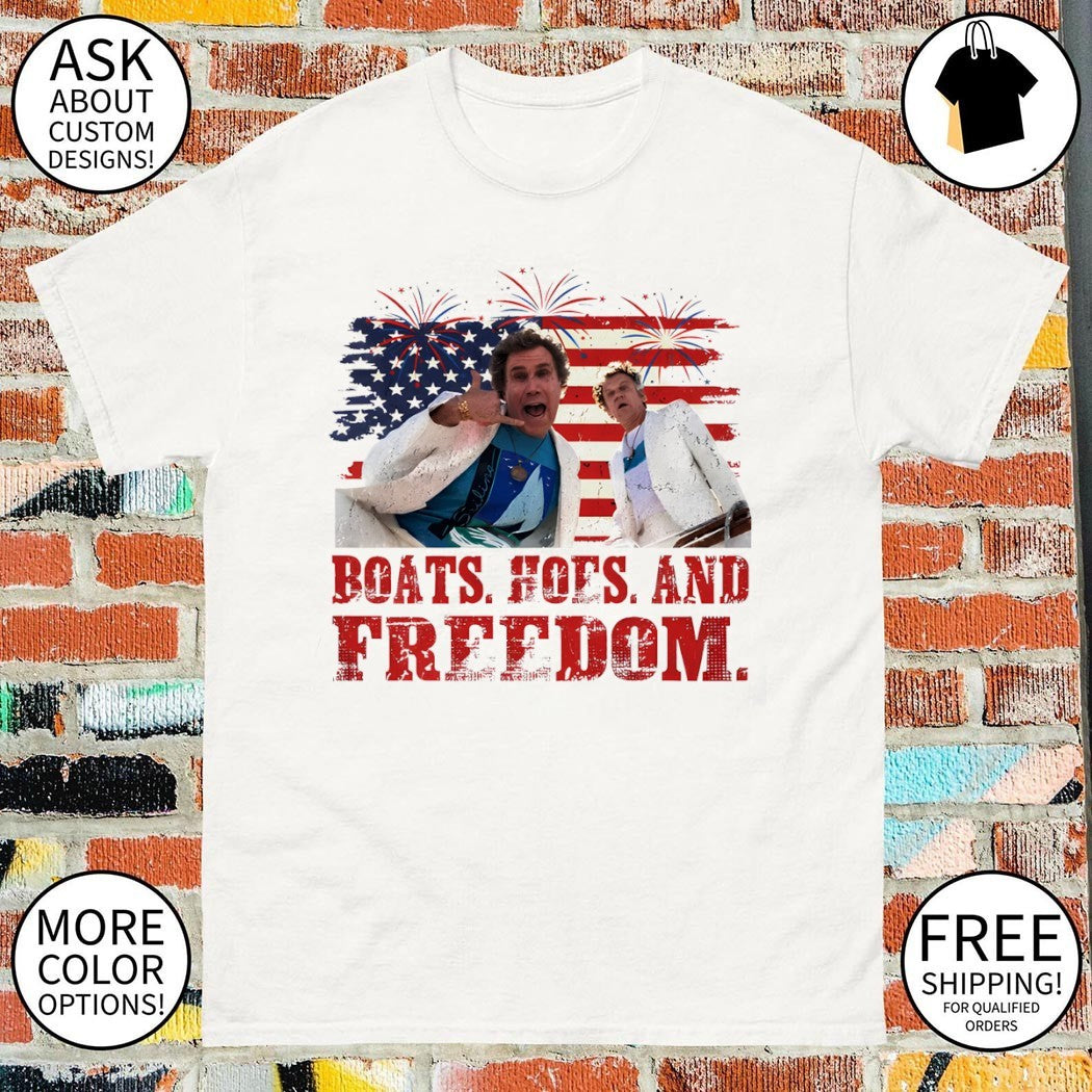 Dale Doback and Brennan Huff American flag Boats Hoes and Freedom 4th of July shirt