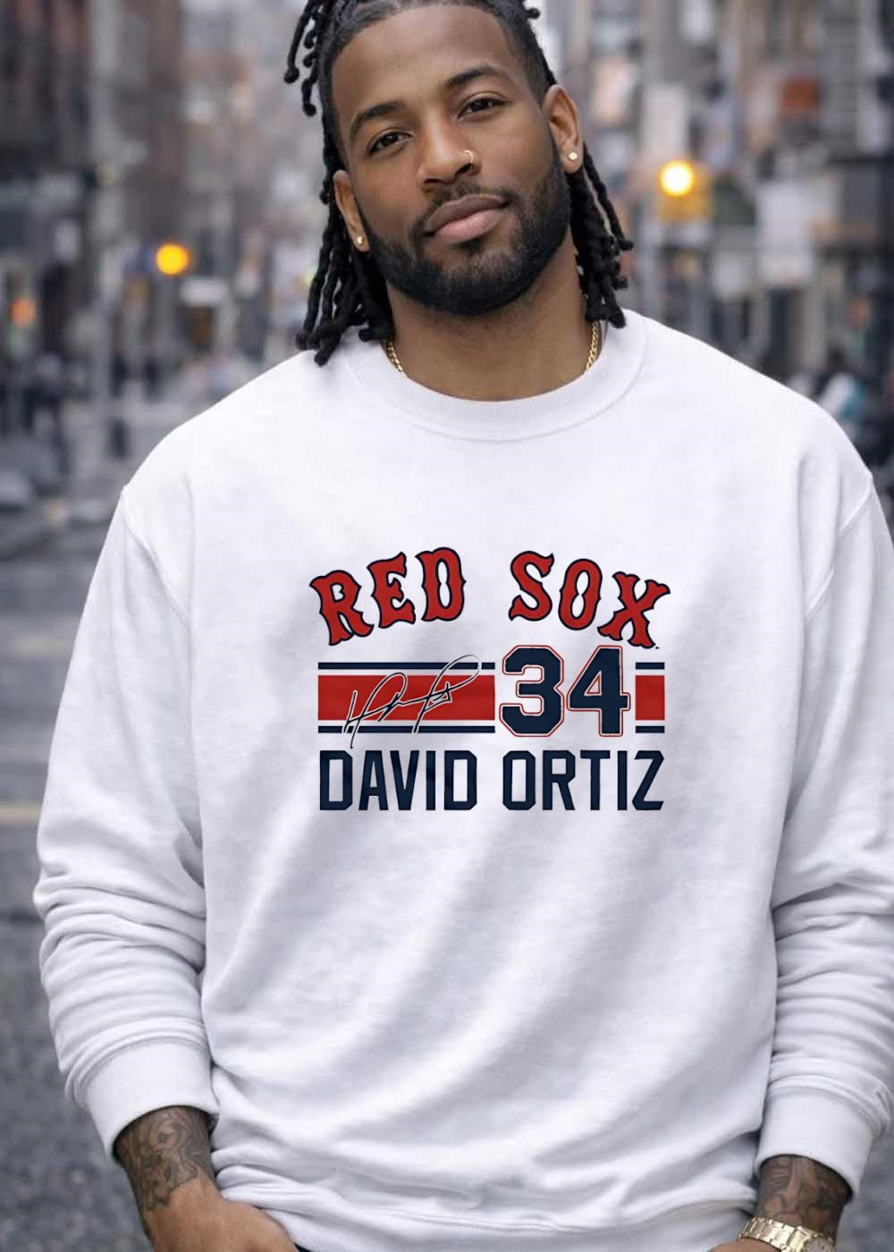 David Ortiz Signed 34 Red Sox T-Shirt