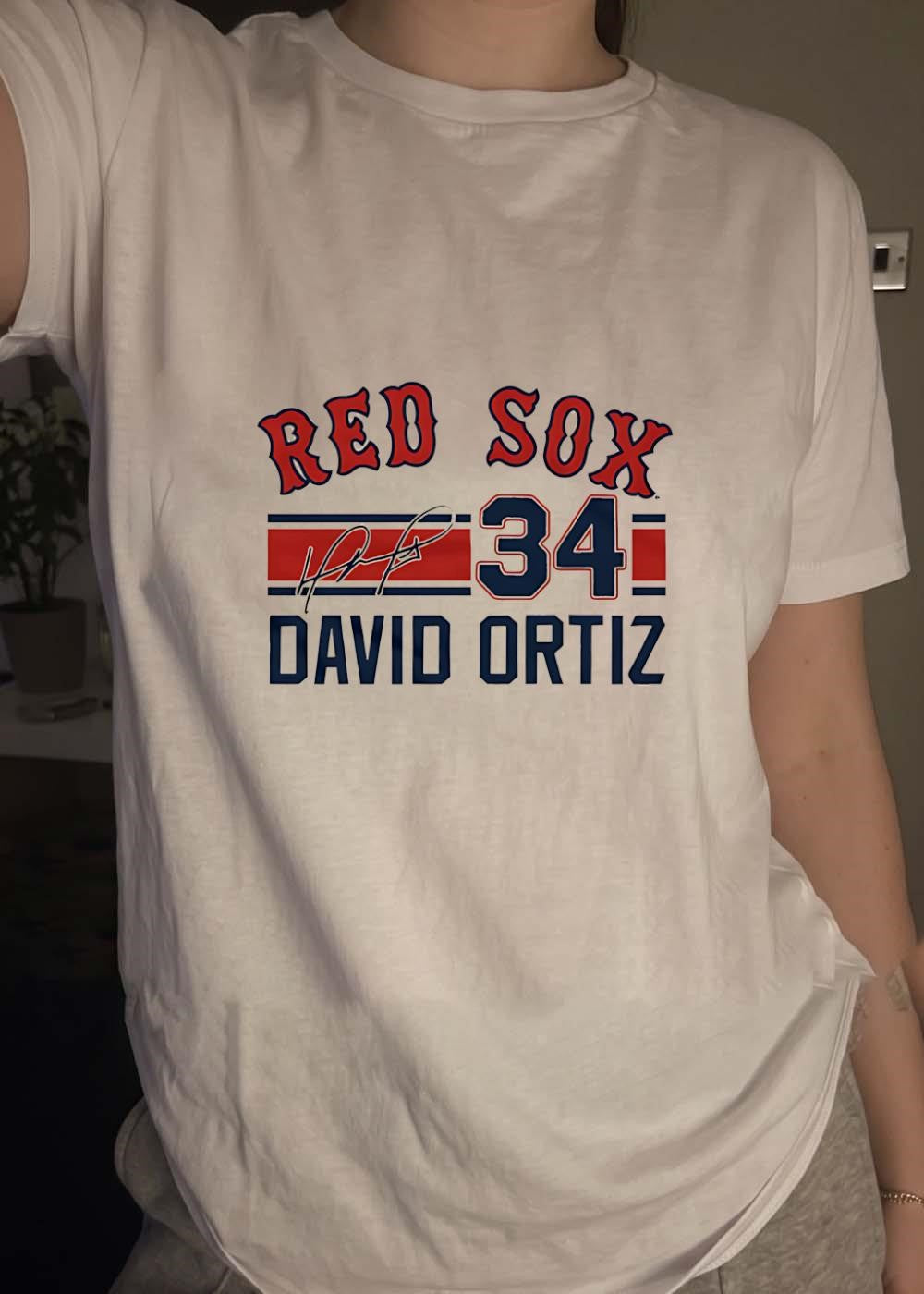 David Ortiz Signed 34 Red Sox T-Shirt