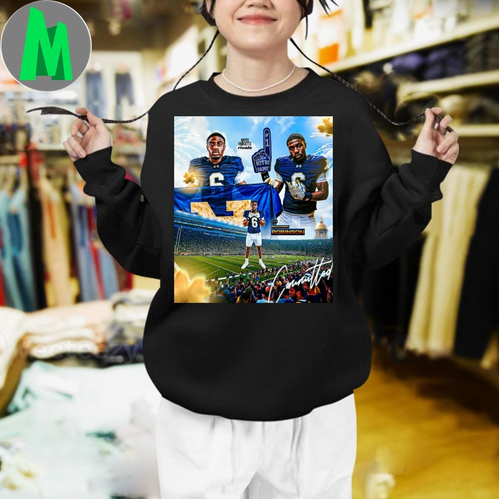 Design Brayden Robinson Notre Dame #6 Committed Hayes Fawcett Football Recruit T-Shirt