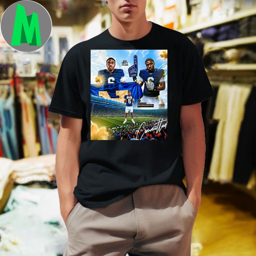 Design Brayden Robinson Notre Dame #6 Committed Hayes Fawcett Football Recruit T-Shirt
