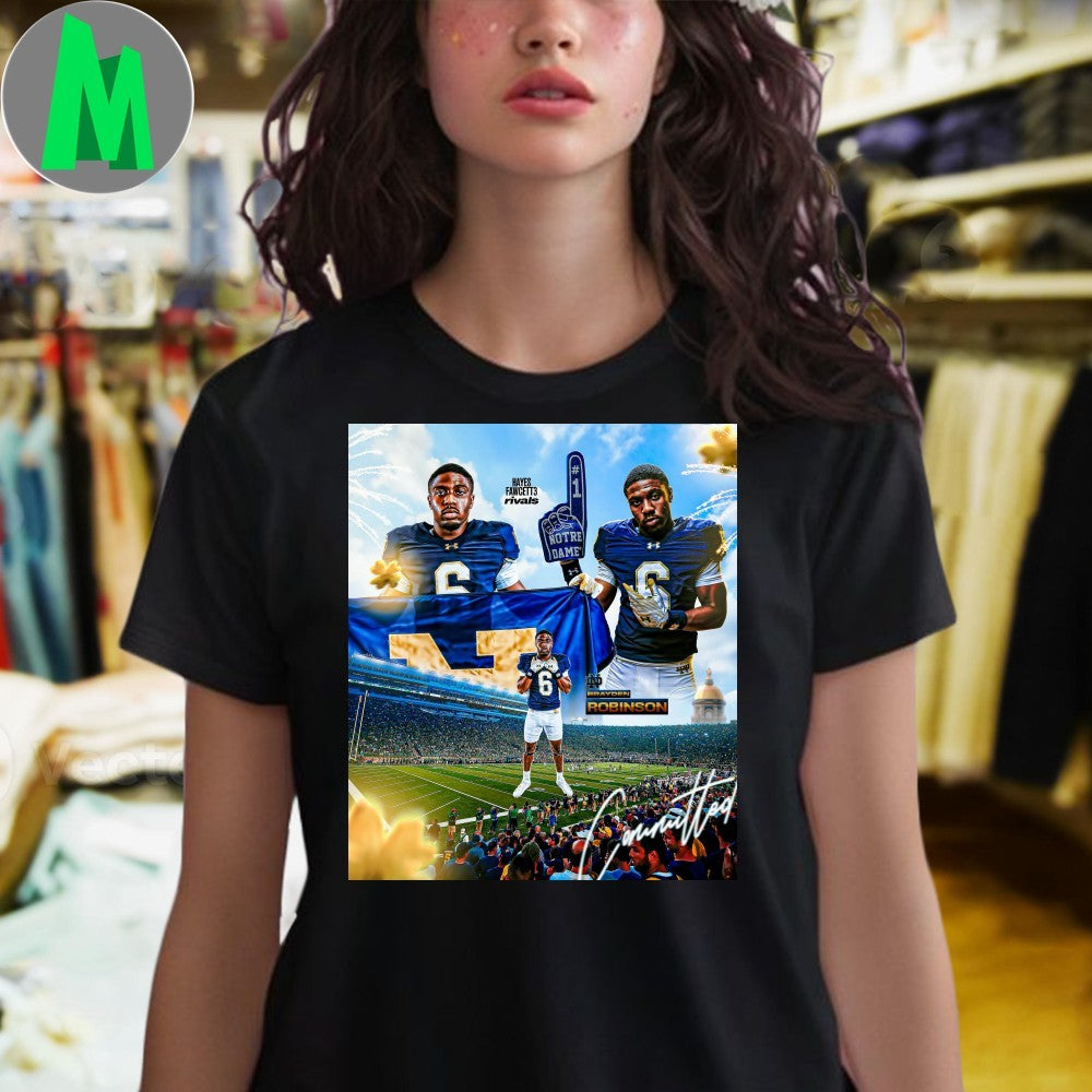 Design Brayden Robinson Notre Dame #6 Committed Hayes Fawcett Football Recruit T-Shirt