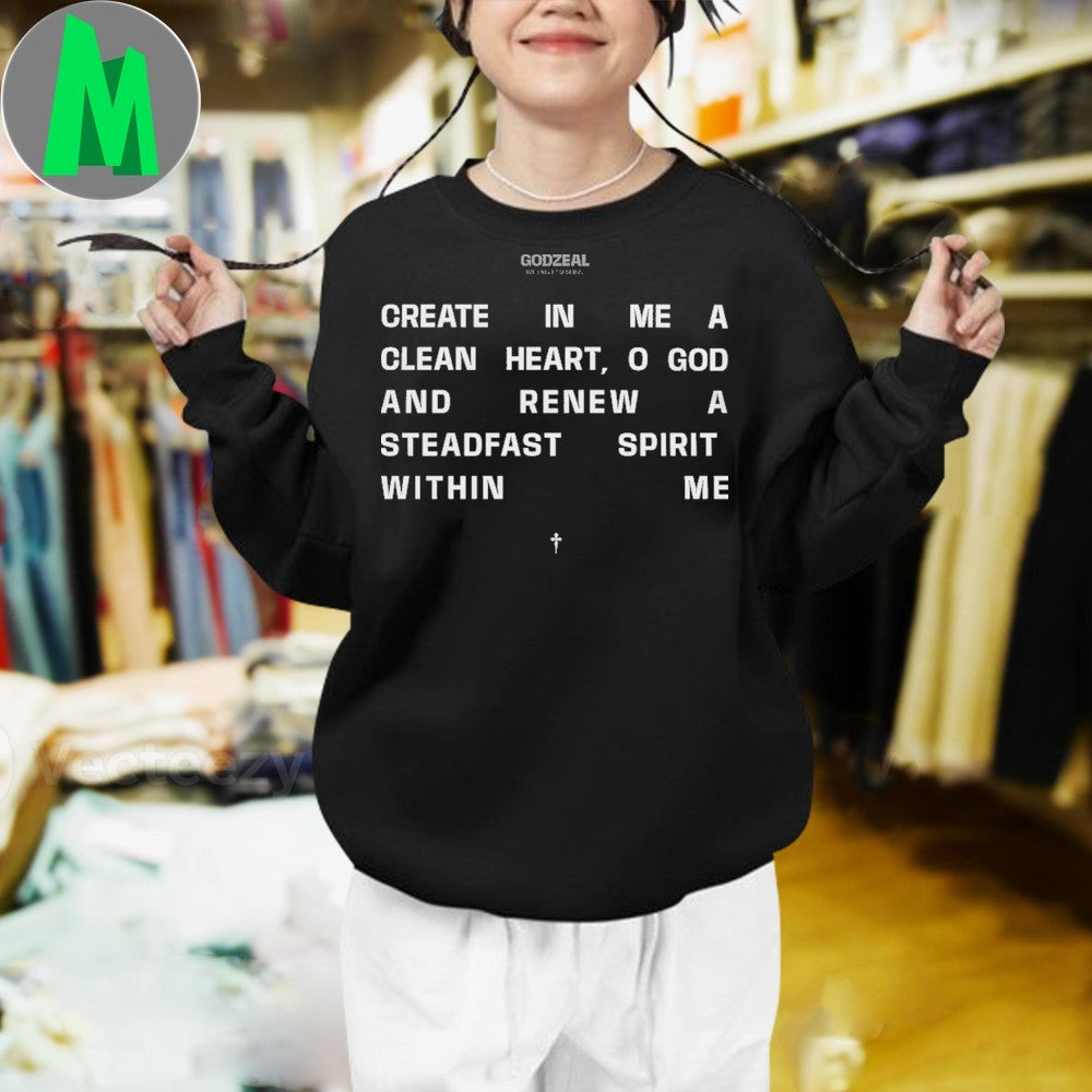 Design Create In Me A Clean Heart Religious Quote T-Shirt