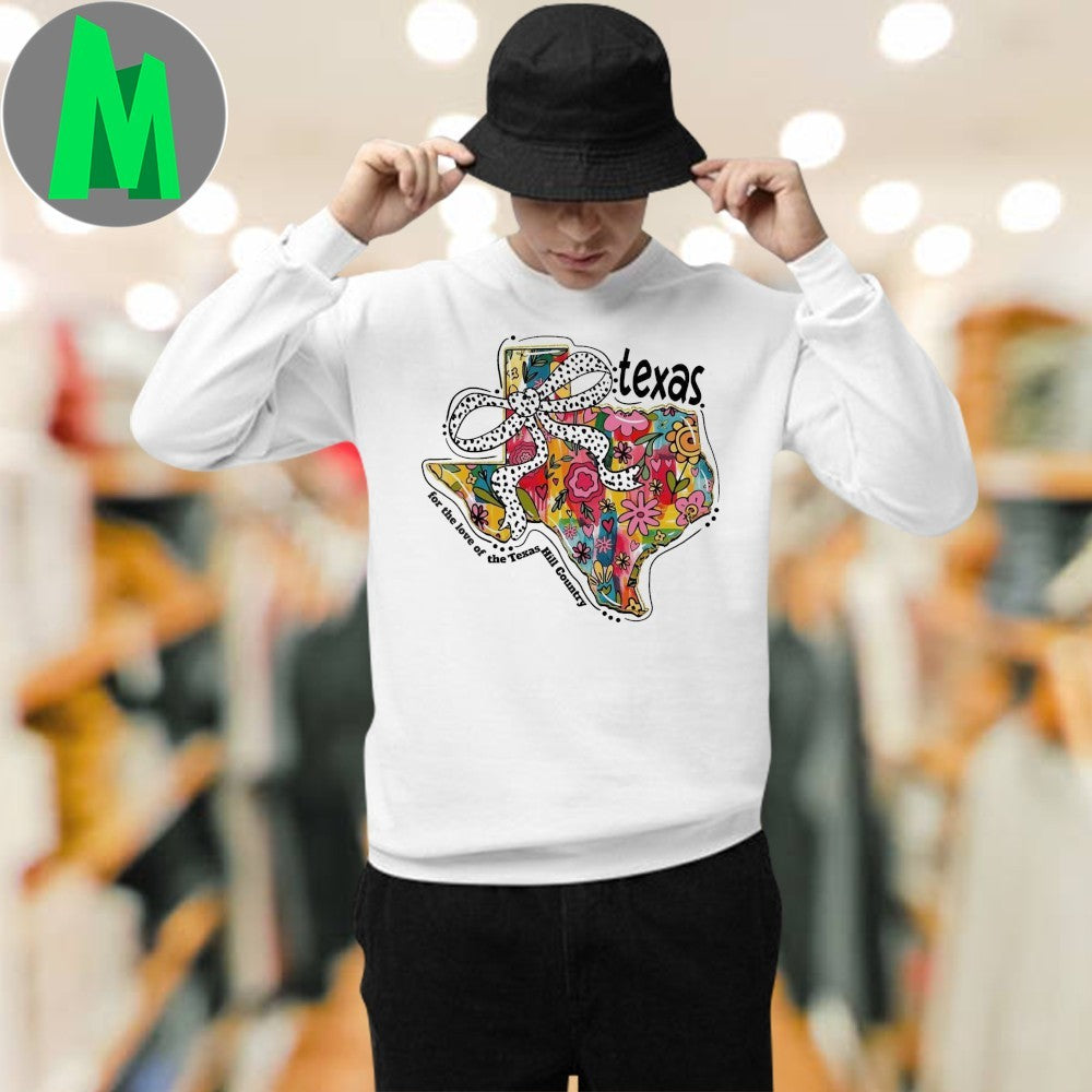 Design For The Love Of The Texas Hill Country Floral Map T-Shirt