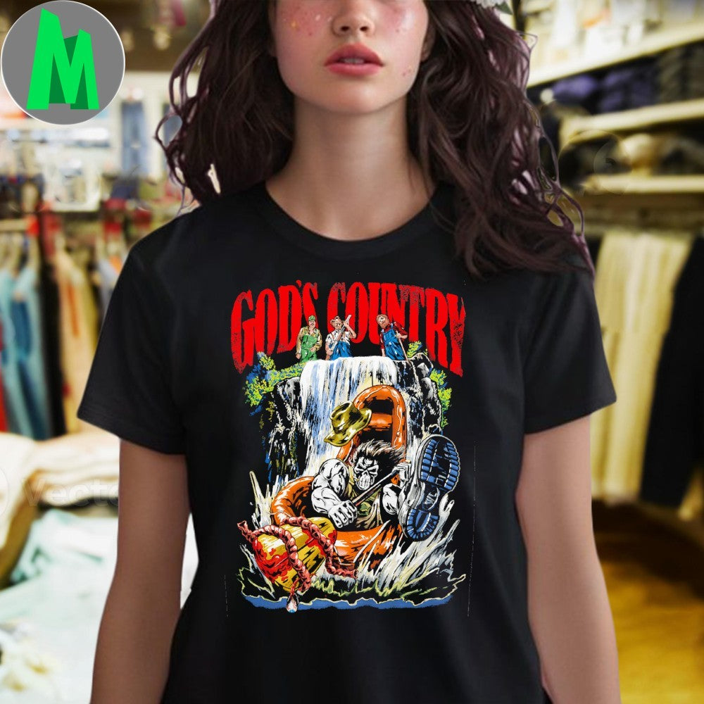 Design God’s Country Cartoon River Rafting Graphic T-Shirt