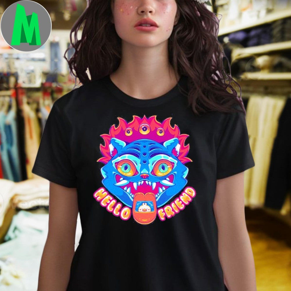 Design Hello Friend Demon Cat T-Shirt