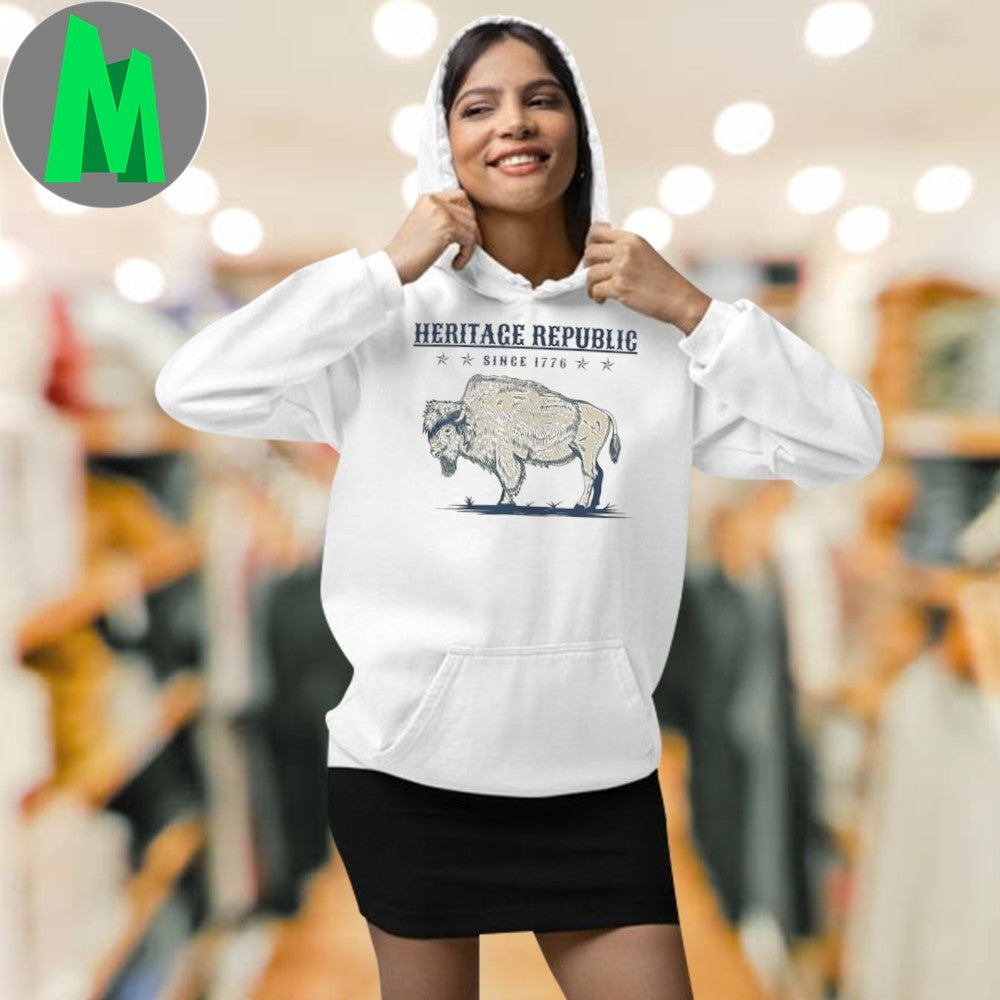 Design Heritage Republic Since 1776 Buffalo Graphic Ringer T-Shirt