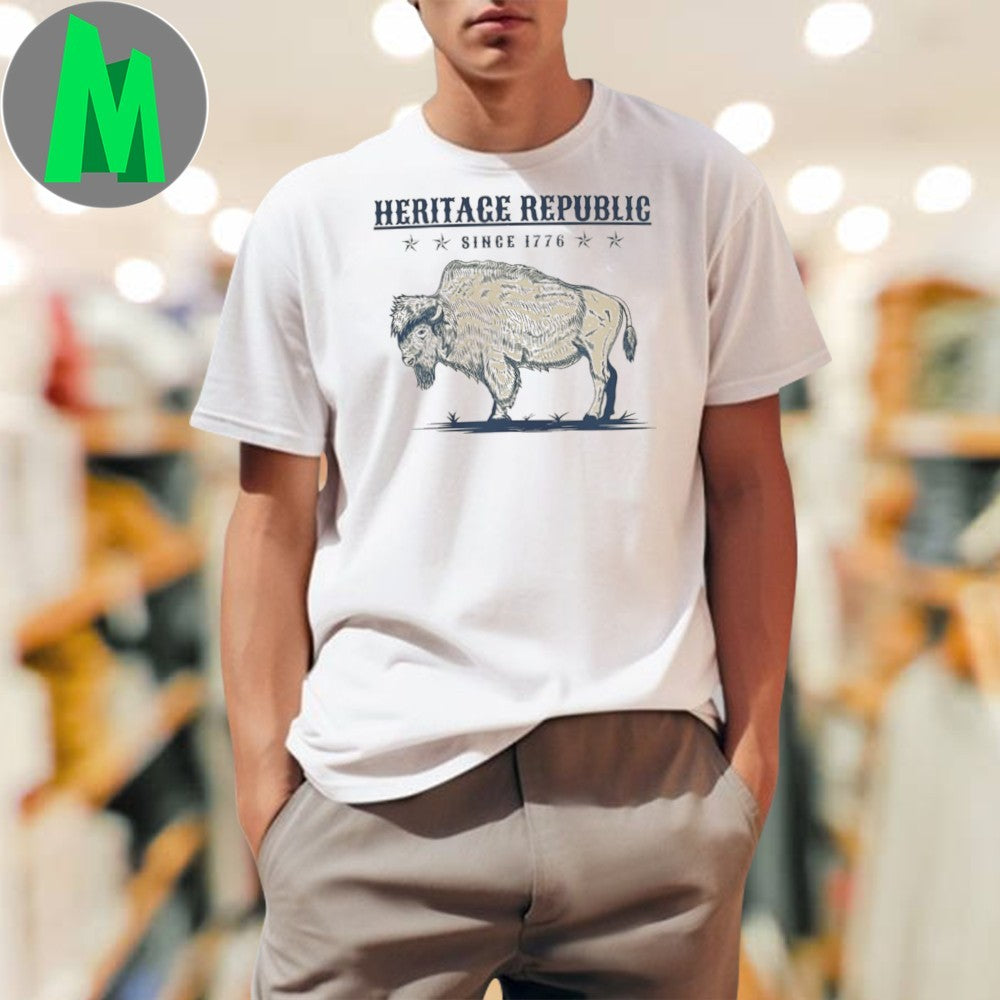 Design Heritage Republic Since 1776 Buffalo Graphic Ringer T-Shirt