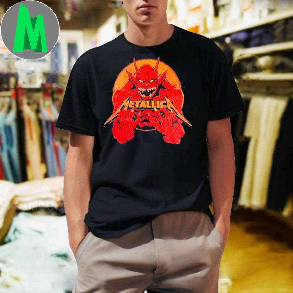 Design Metallica Fire Demon Exclusive Tee M72 World Tour 2025 Shirt