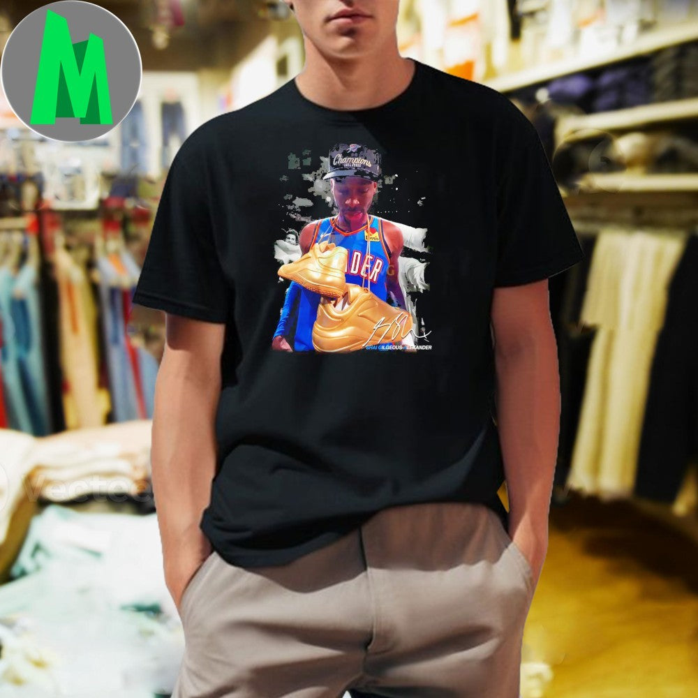 Design Shai Gilgeous Alexander 2025 Thunder Champion Golden Shoes Tribute Shirt