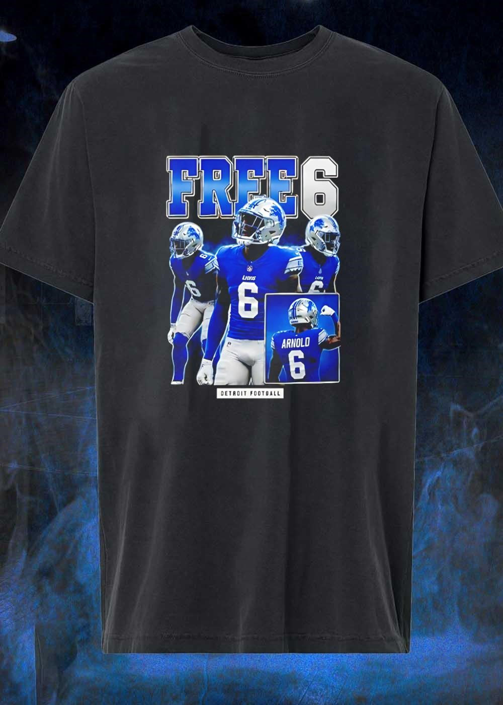 Detroit Lions Free 6 Arnold Football T-Shirt