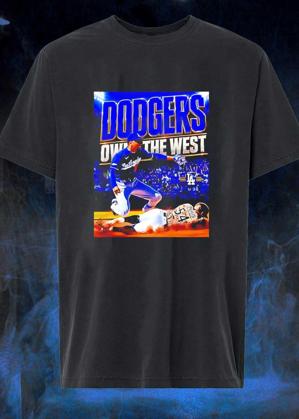 Dodgers Own the West Los Angeles Baseball Action T-Shirt
