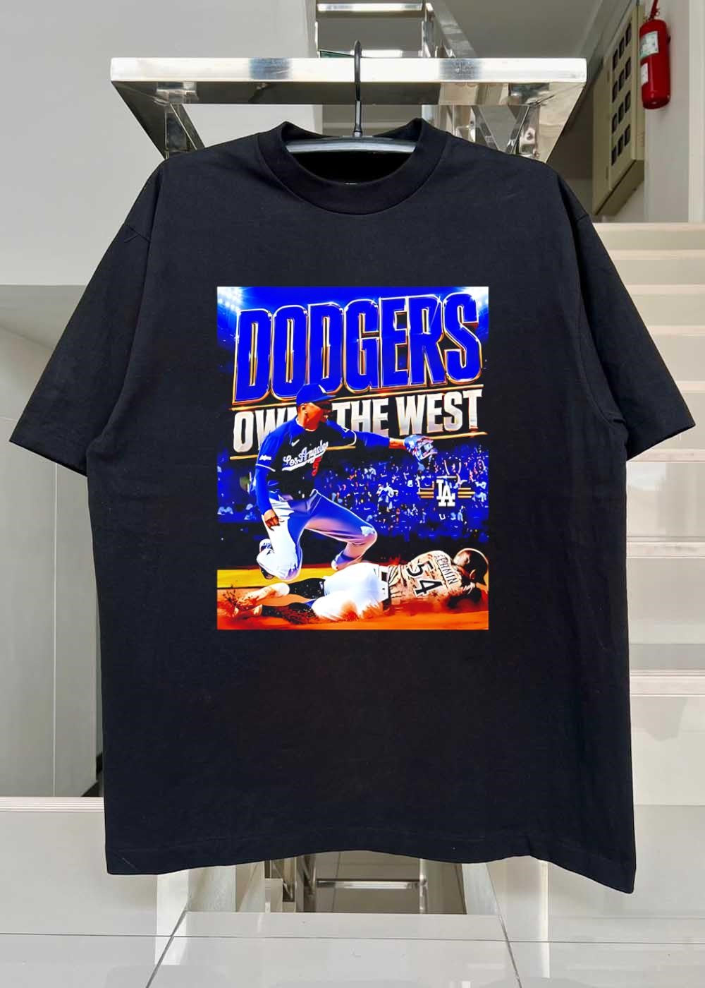 Dodgers Own the West Los Angeles Baseball Action T-Shirt