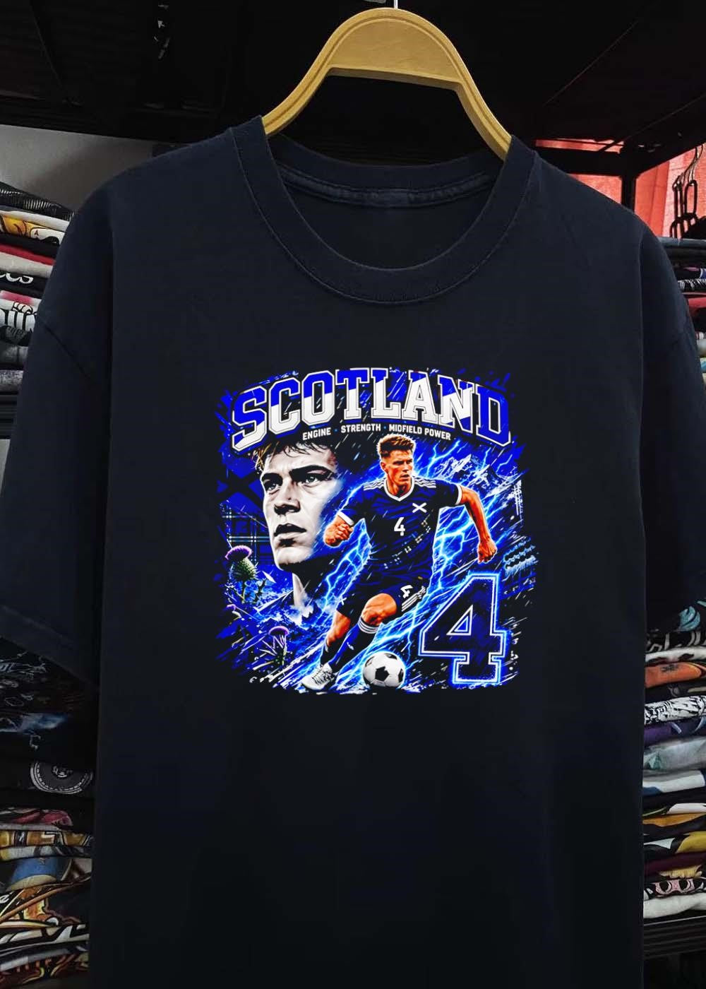 Engine, Strength, Midfield Power, Scotland Soccer Player Action, T-Shirt