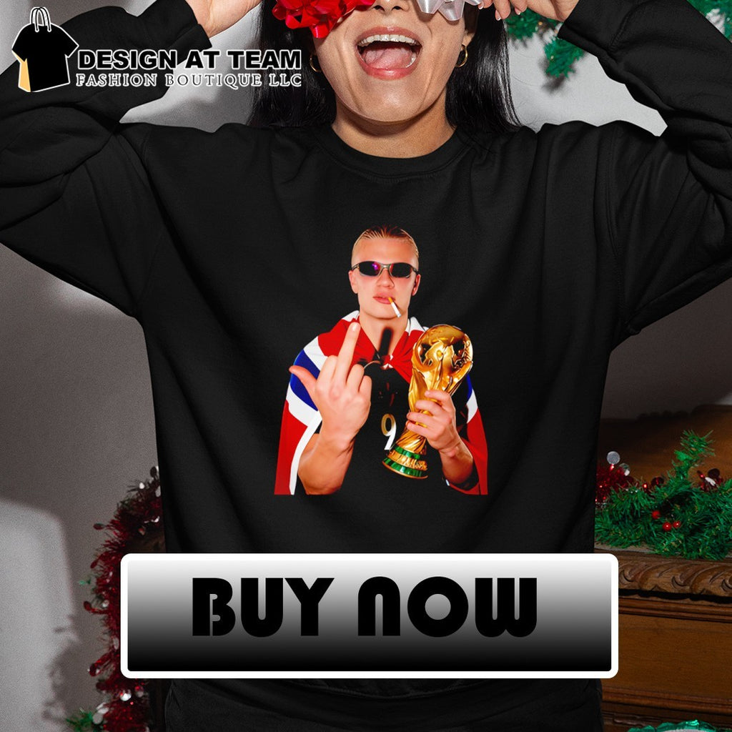 Erling Haaland Norway Soccer middle finger smoking World Cup 2026 shirt