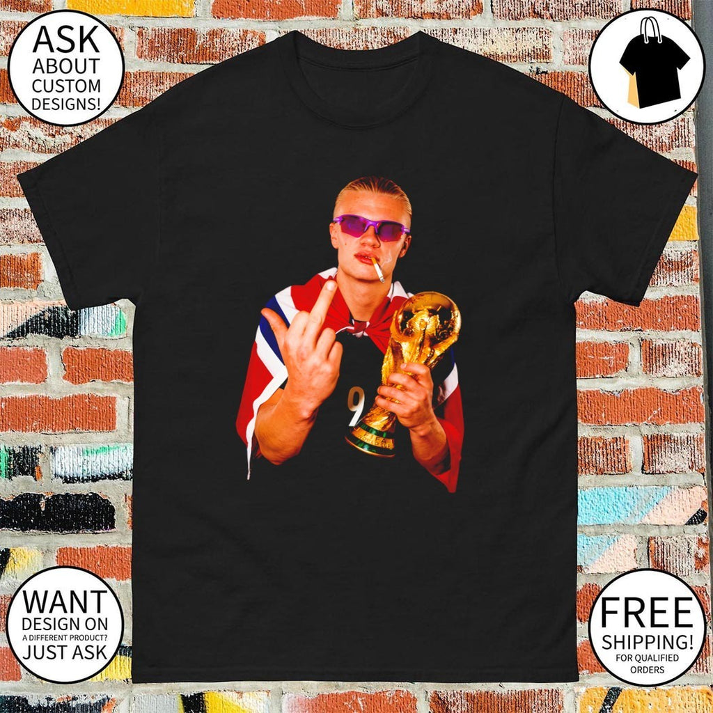 Erling Haaland Norway middle finger and smoking World Cup 2026 shirt