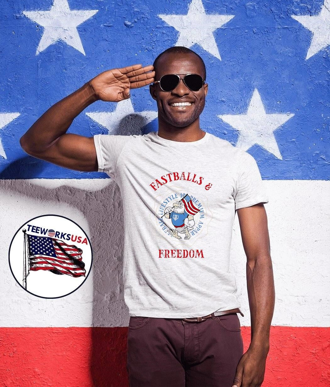 Fastballs & Freedom Eagle Lifestyle Premium Apparel Baseball T-Shirt