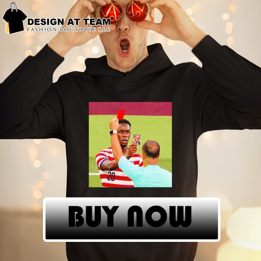 Folarin Balogun holding Trump card Red card USA Soccer World Cup 2026 meme shirt