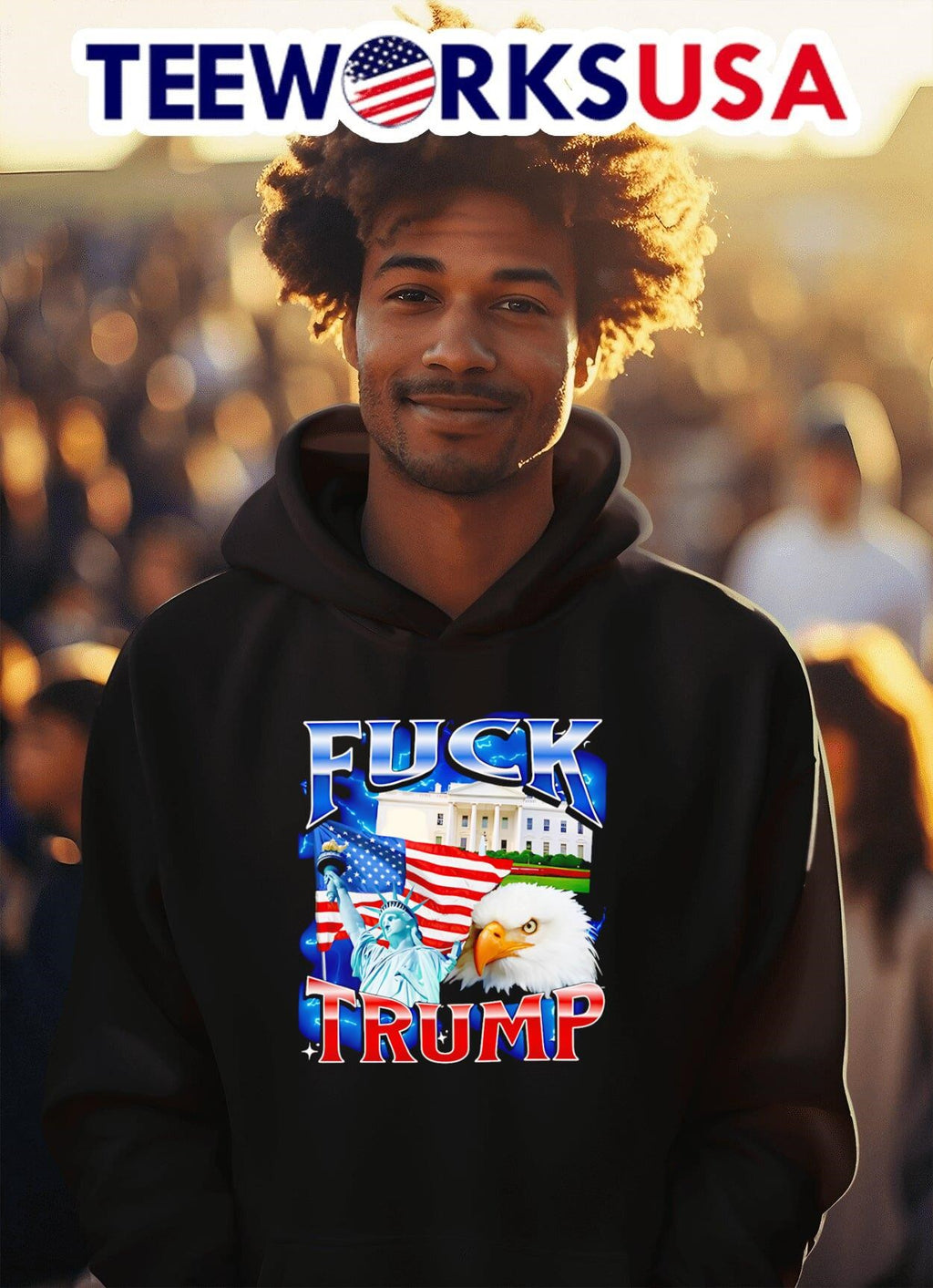 Fuck Trump With Statue Of Liberty And Bald Eagle USA Shirt