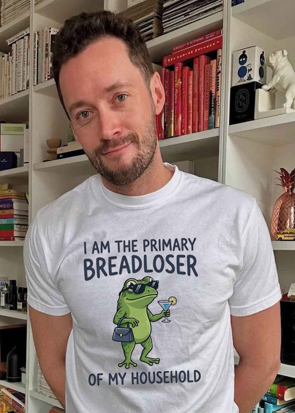 Funny Frog Drinking Cocktail I Am the Primary Breadloser of My Household Shirt