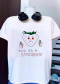 Funny Fruit Threatening Action This is a Strobbery T-Shirt