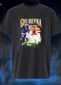 Gio Reyna Soccer Player Portrait Running with Ball USA National Team T-Shirt