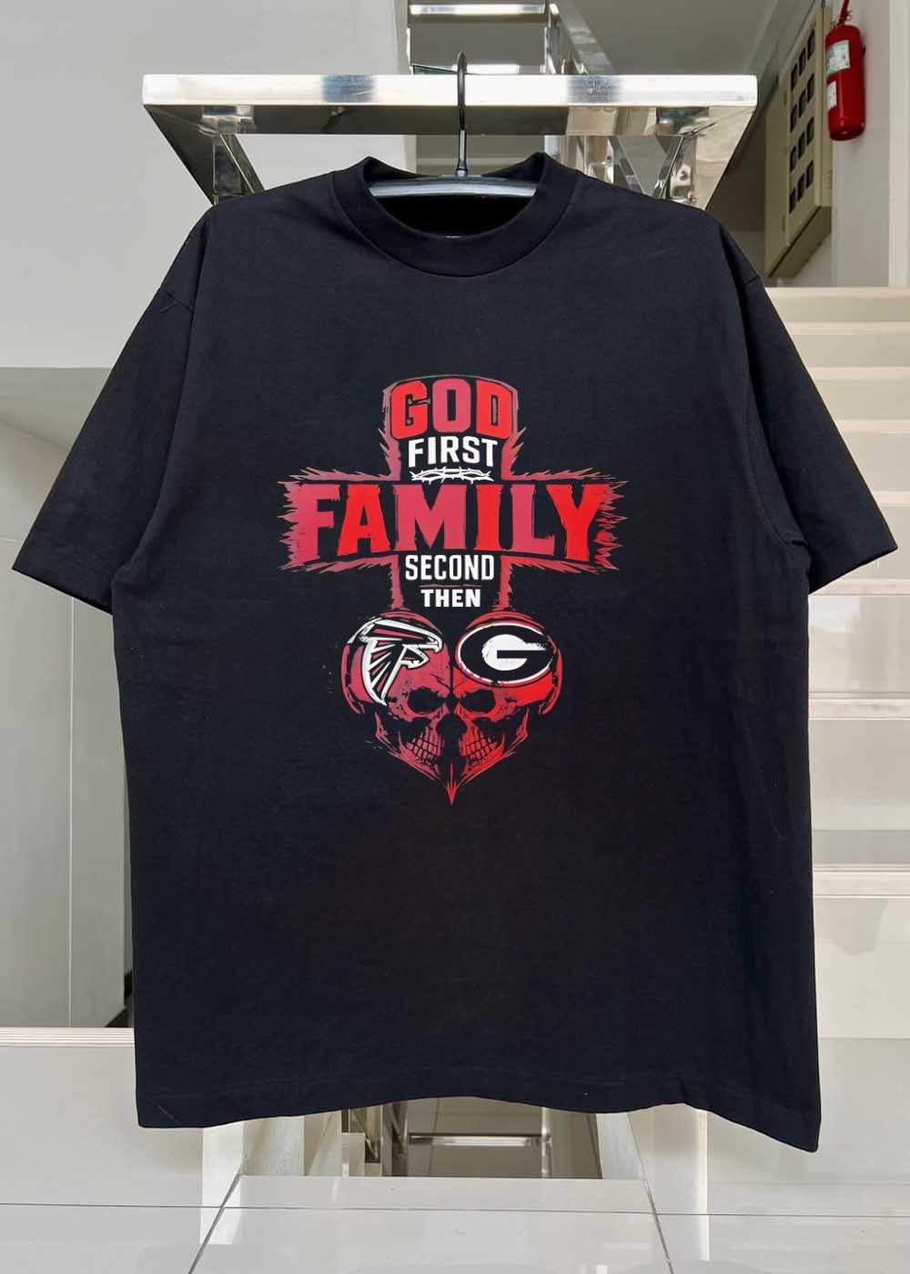 God First Family Second Then Atlanta Falcons Georgia Bulldogs Skull shirt