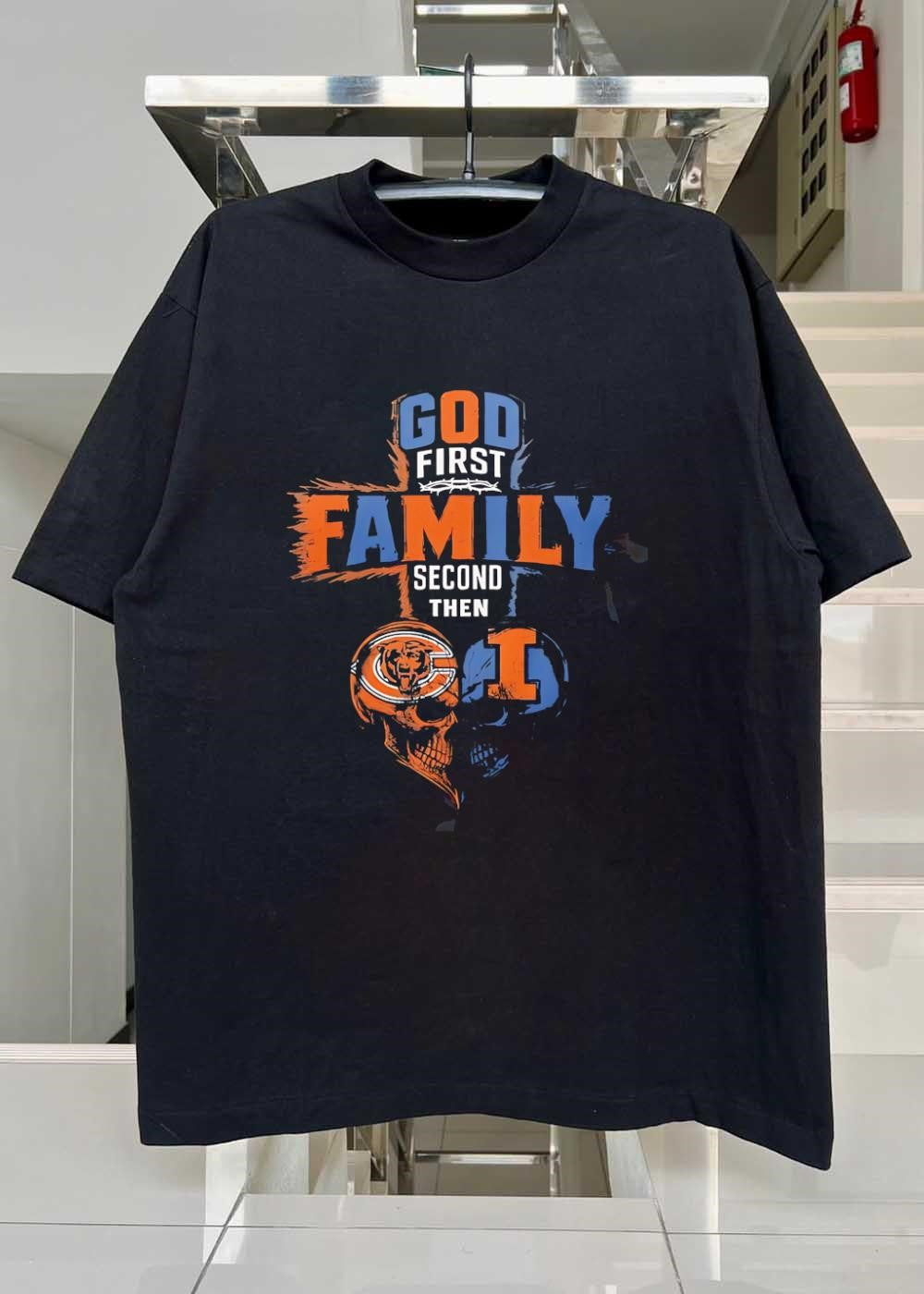 God First Family Second Then Bears Illinois Skull shirt