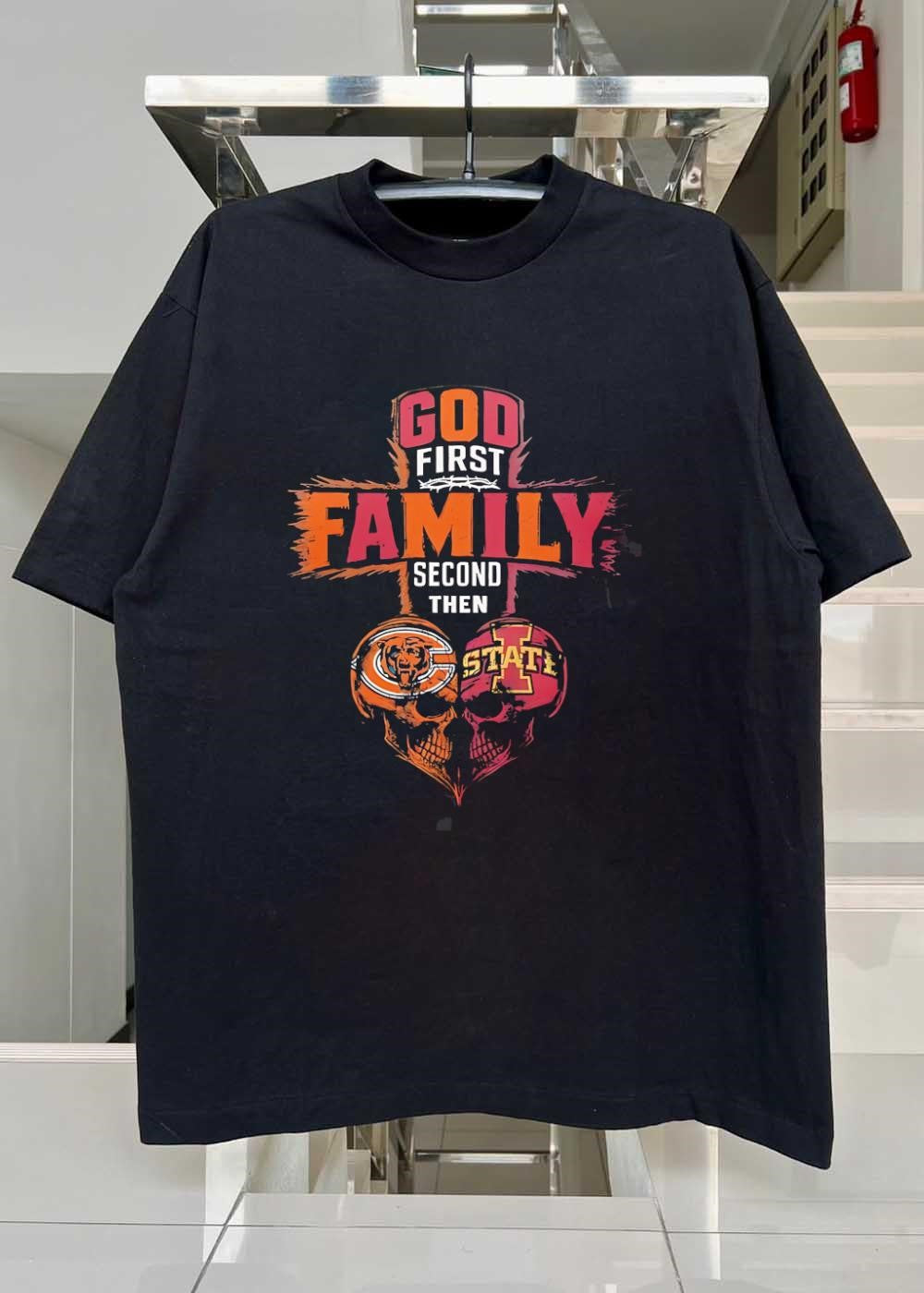 God First Family Second Then Bears Iowa State Skull shirt