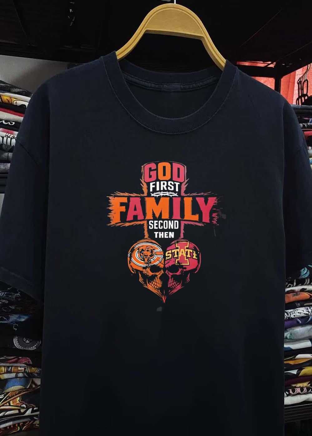 God First Family Second Then Bears Iowa State Skull shirt