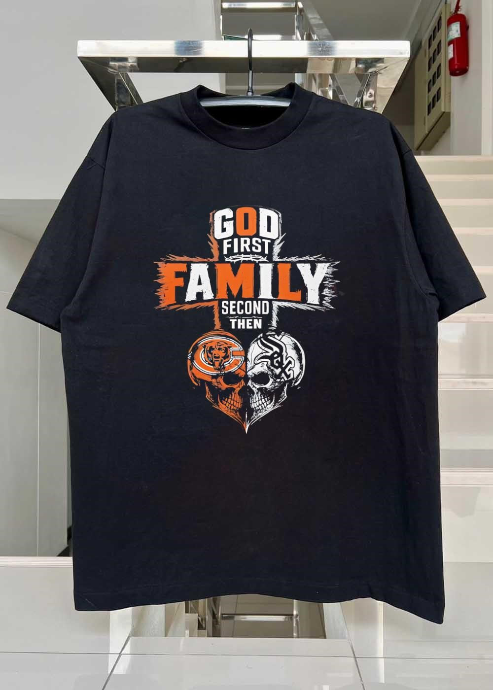 God First Family Second Then Bears White Sox Skull shirt