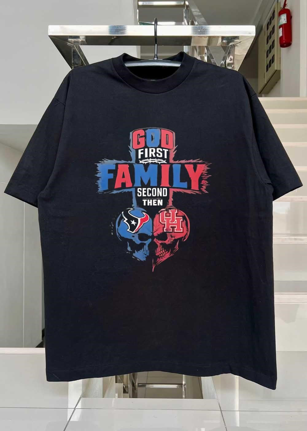 God First Family Second Then Houston Texans Houston Cougars skull shirt