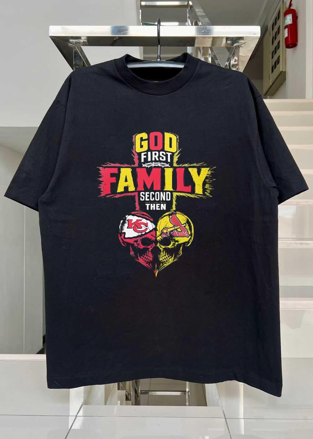 God First Family Second Then Kansas City Chiefs Arizona Cardinals Skull shirt