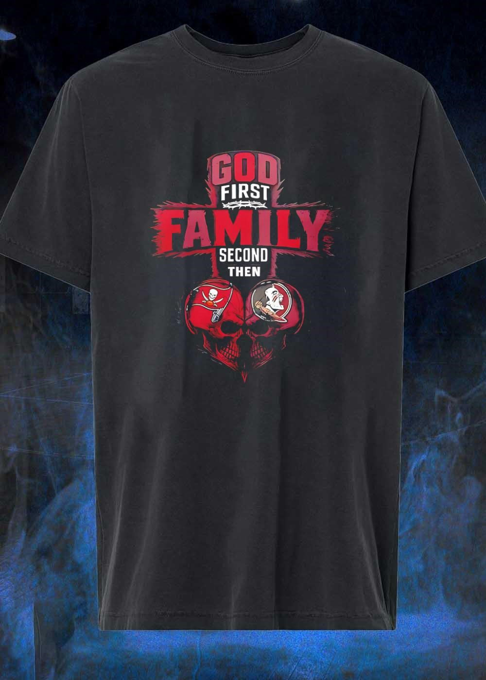 God First Family Second Then Tampa Bay Buccaneers Florida State Seminoles Skull shirt