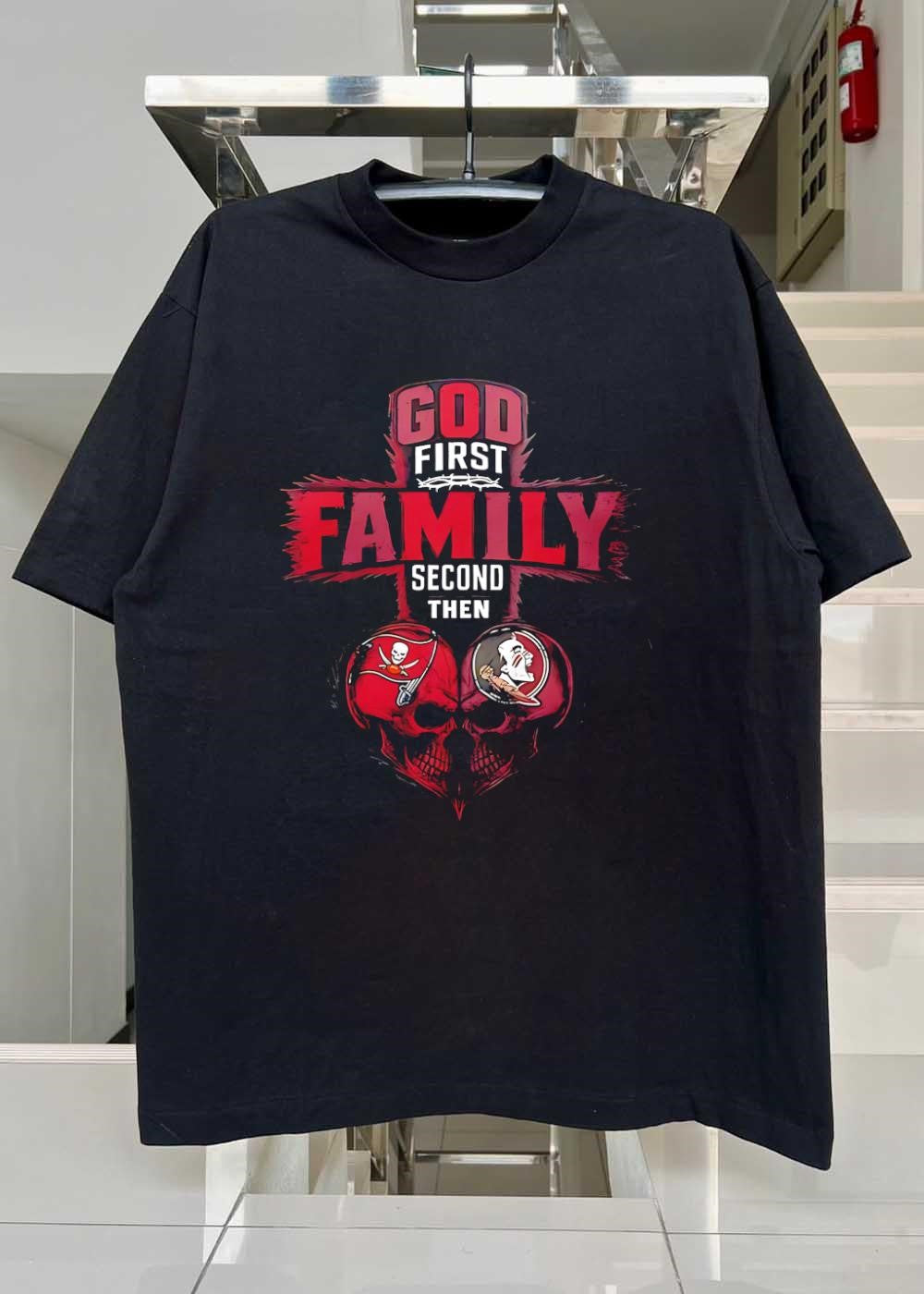God First Family Second Then Tampa Bay Buccaneers Florida State Seminoles Skull shirt