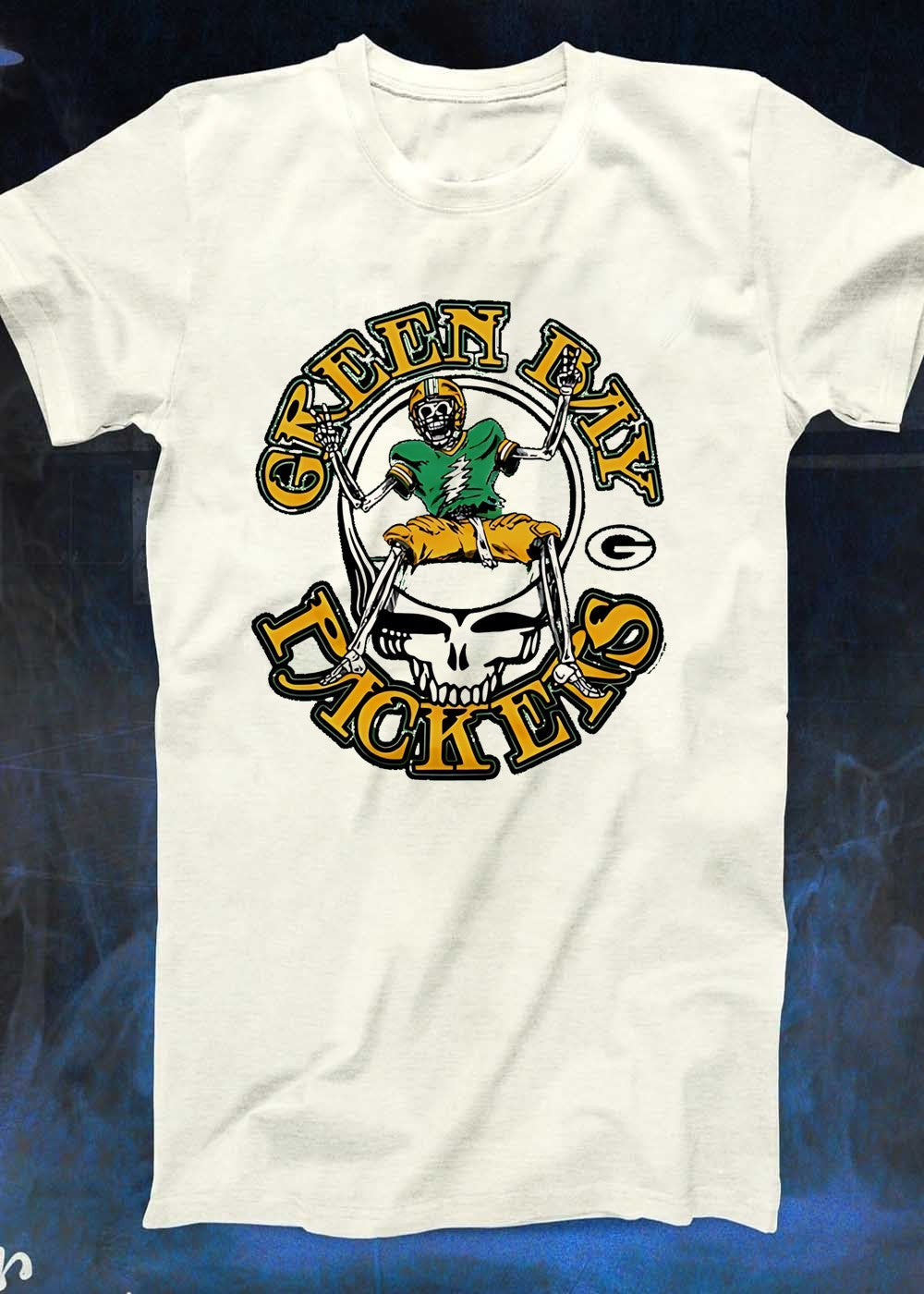 Grateful Dead Fan Gear Skeleton Football Player Green Bay Packers T-Shirt
