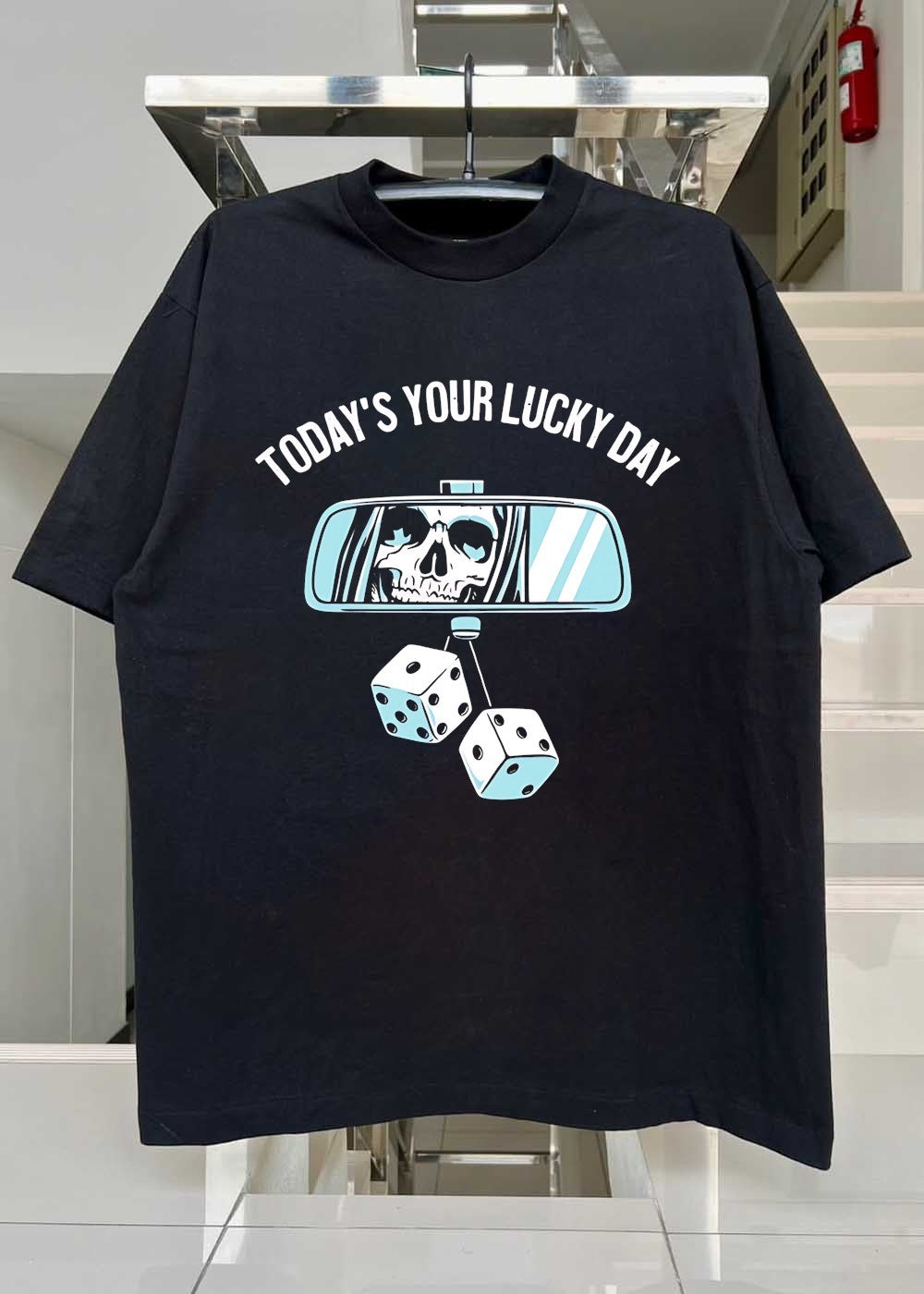 Grim Reaper Rearview Mirror Today’s Your Lucky Day T-Shirt