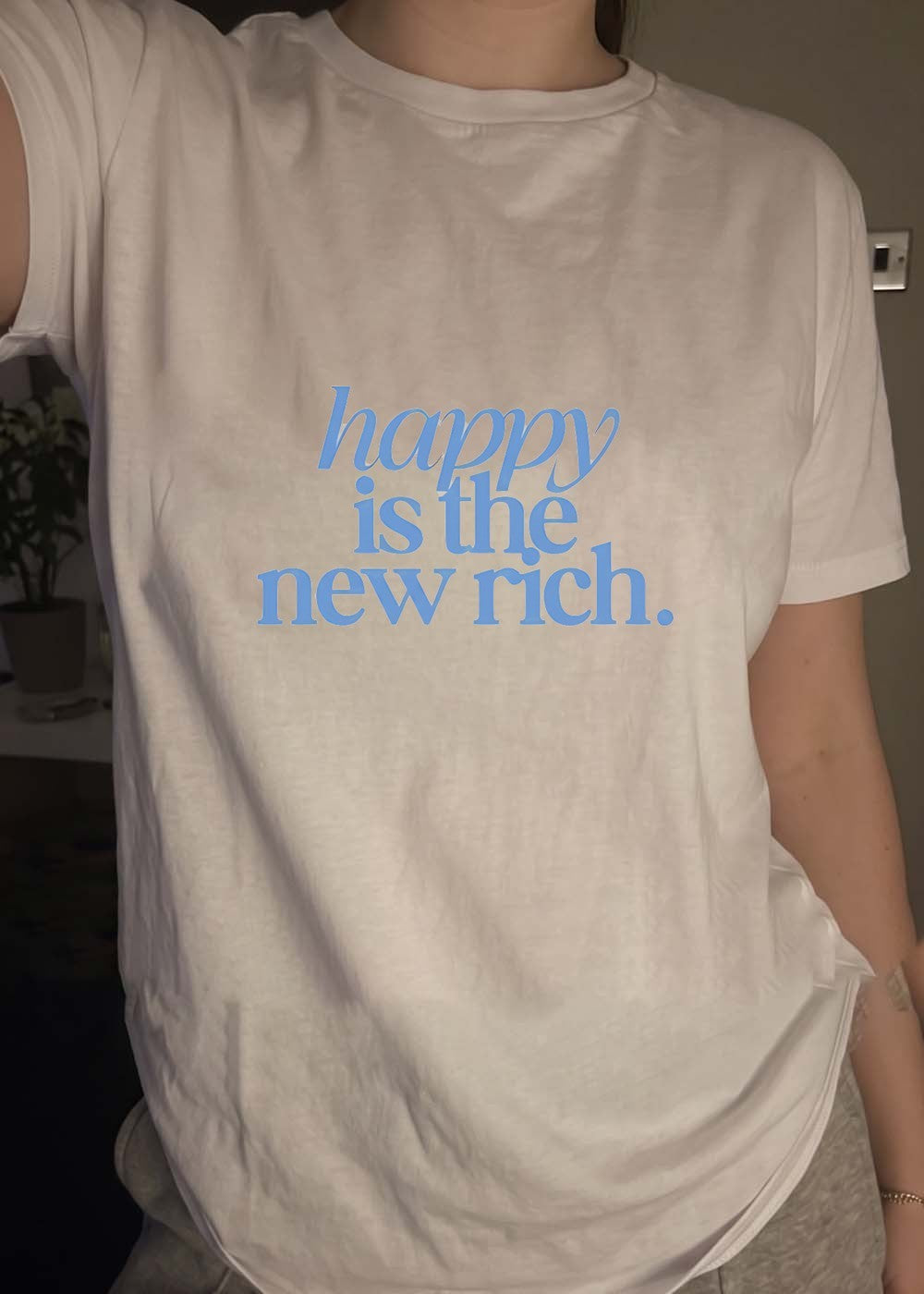 Happy Is the New Rich Cream T-Shirt