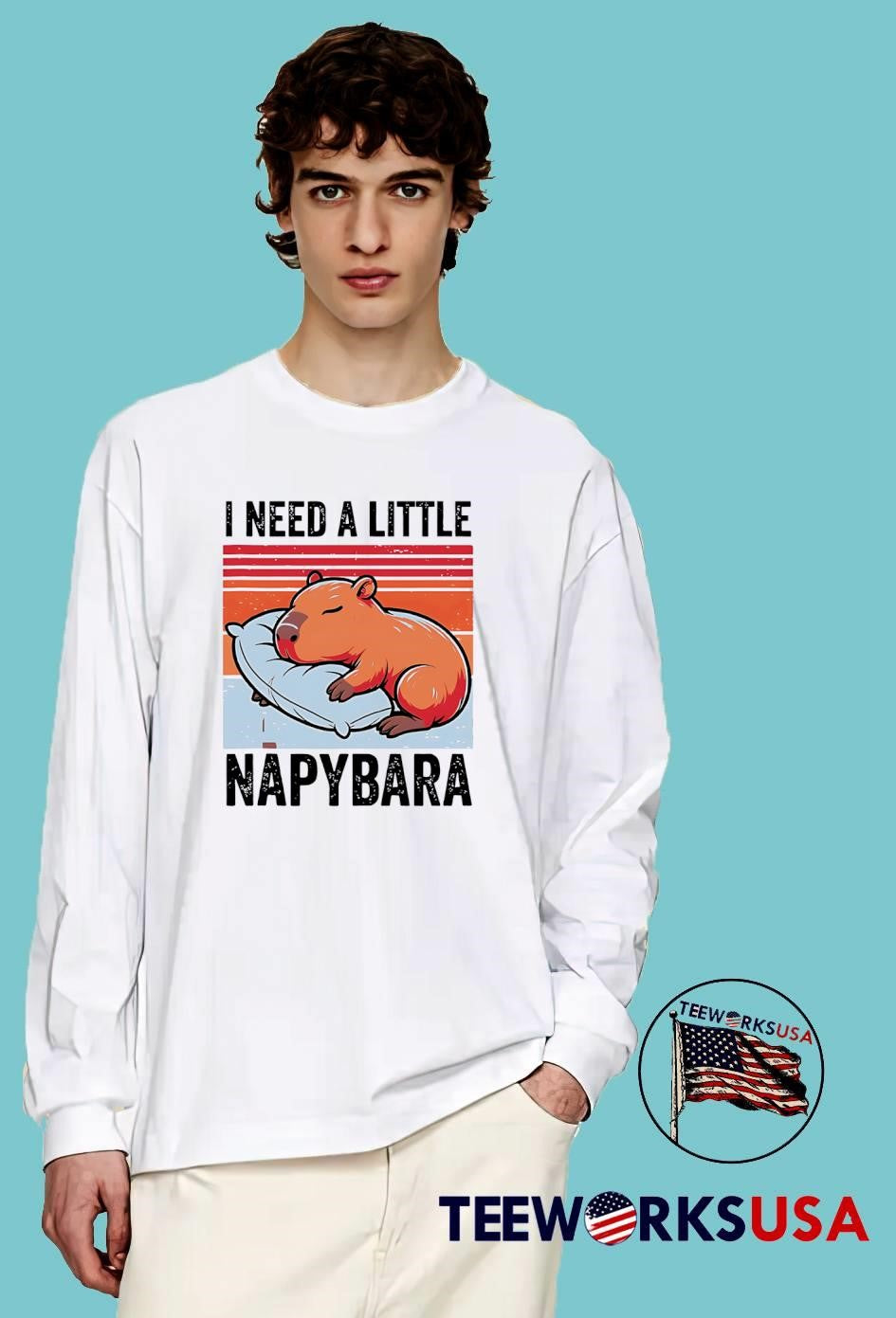 I Need a Little Napybara Cute Animal Sleeping On Pillow T-Shirt